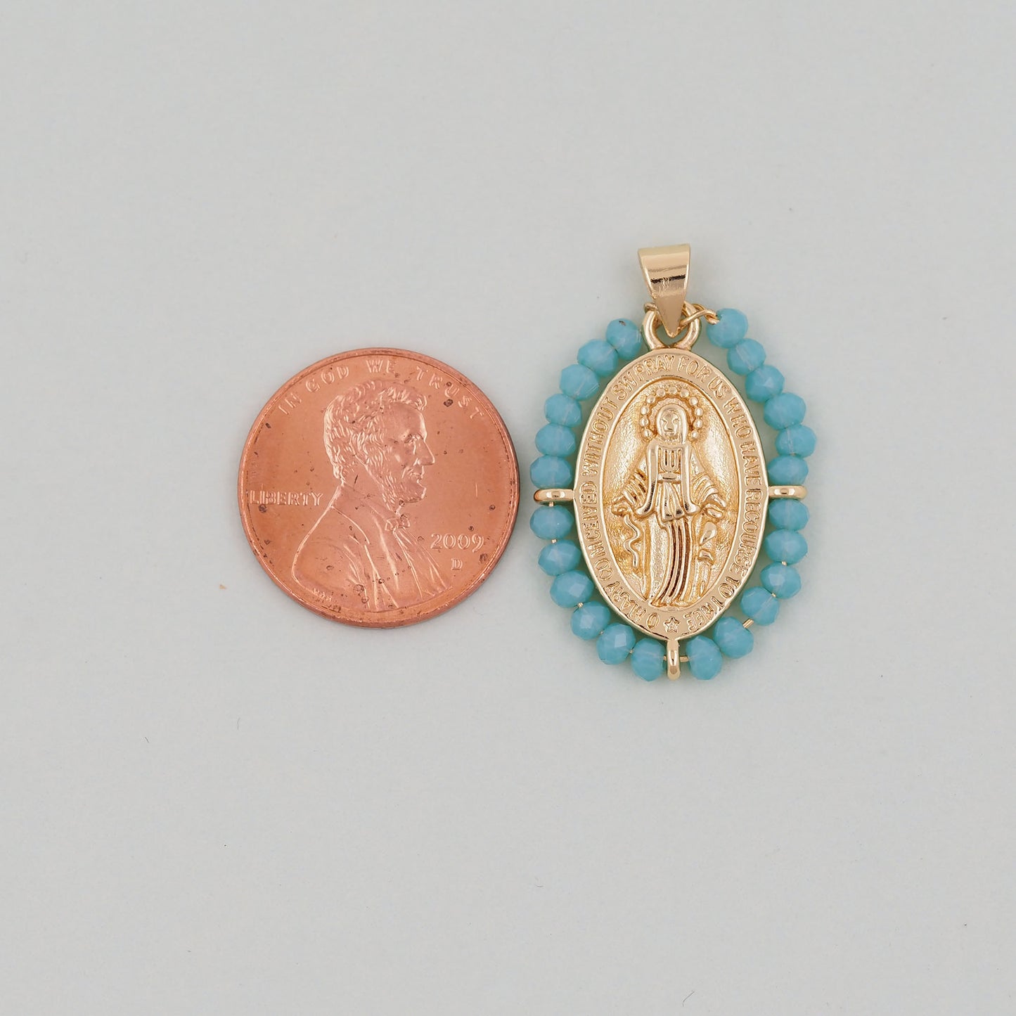 Gold Our Lady of Guadalupe Charms,18K Gold Filled crystal virgin mary Pendant Charm Bracelet Necklace for DIY Jewelry Making Supply