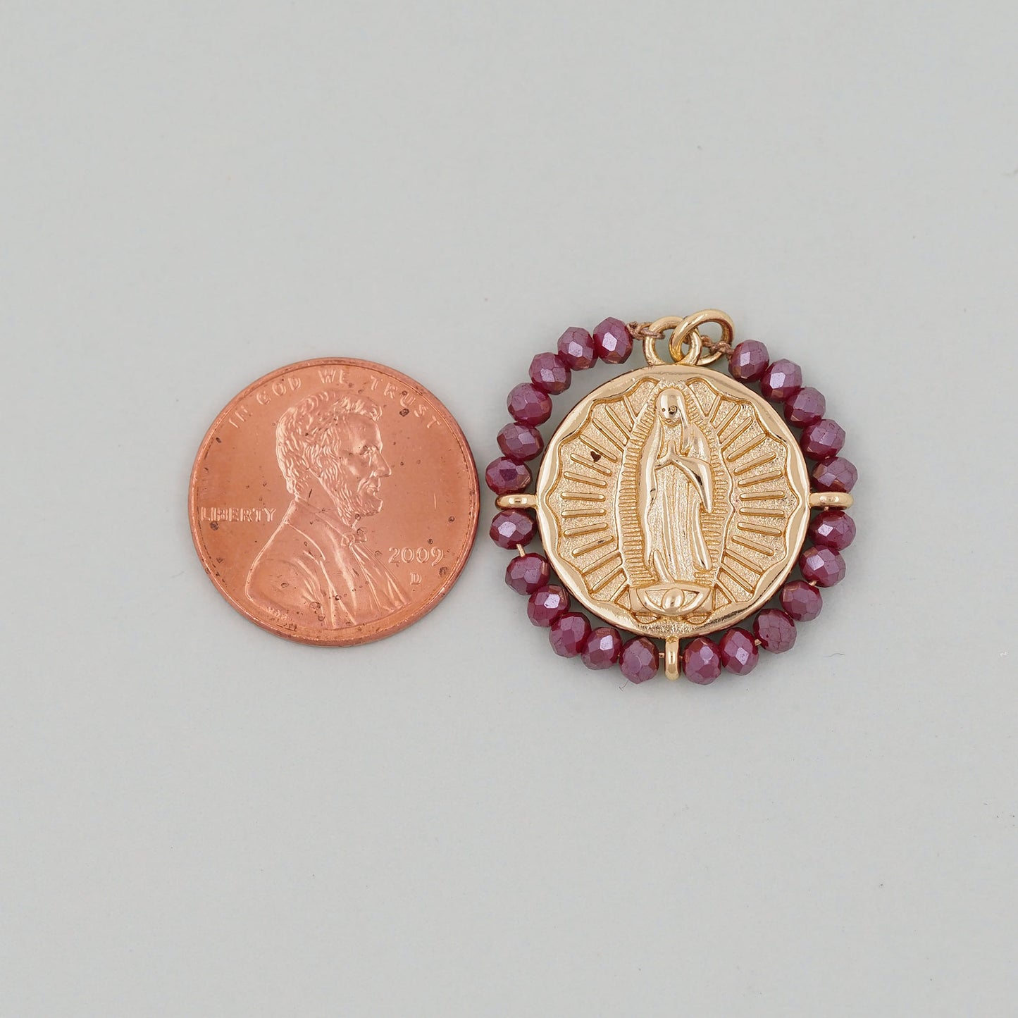 Gold Our Lady of Guadalupe Charms,18K Gold Filled crystal virgin mary Pendant Charm Bracelet Necklace for DIY Jewelry Making Supply