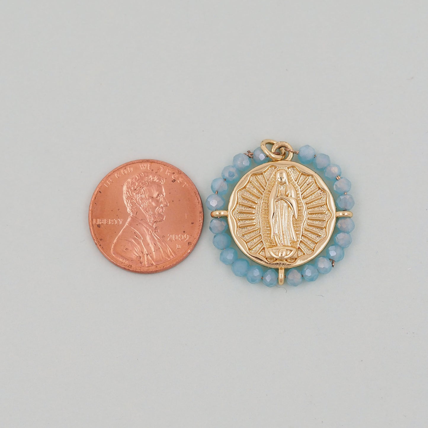 Gold Our Lady of Guadalupe Charms,18K Gold Filled crystal virgin mary Pendant Charm Bracelet Necklace for DIY Jewelry Making Supply