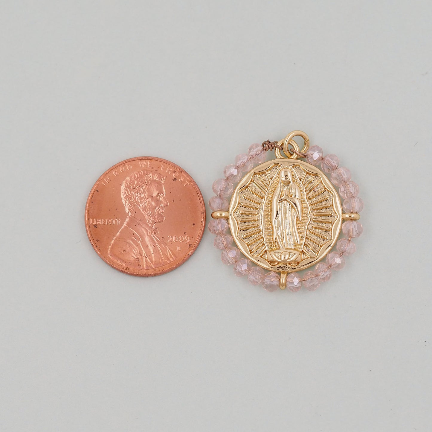 Gold Our Lady of Guadalupe Charms,18K Gold Filled crystal virgin mary Pendant Charm Bracelet Necklace for DIY Jewelry Making Supply
