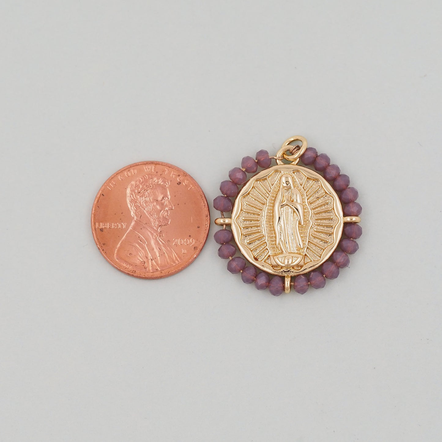Gold Our Lady of Guadalupe Charms,18K Gold Filled crystal virgin mary Pendant Charm Bracelet Necklace for DIY Jewelry Making Supply