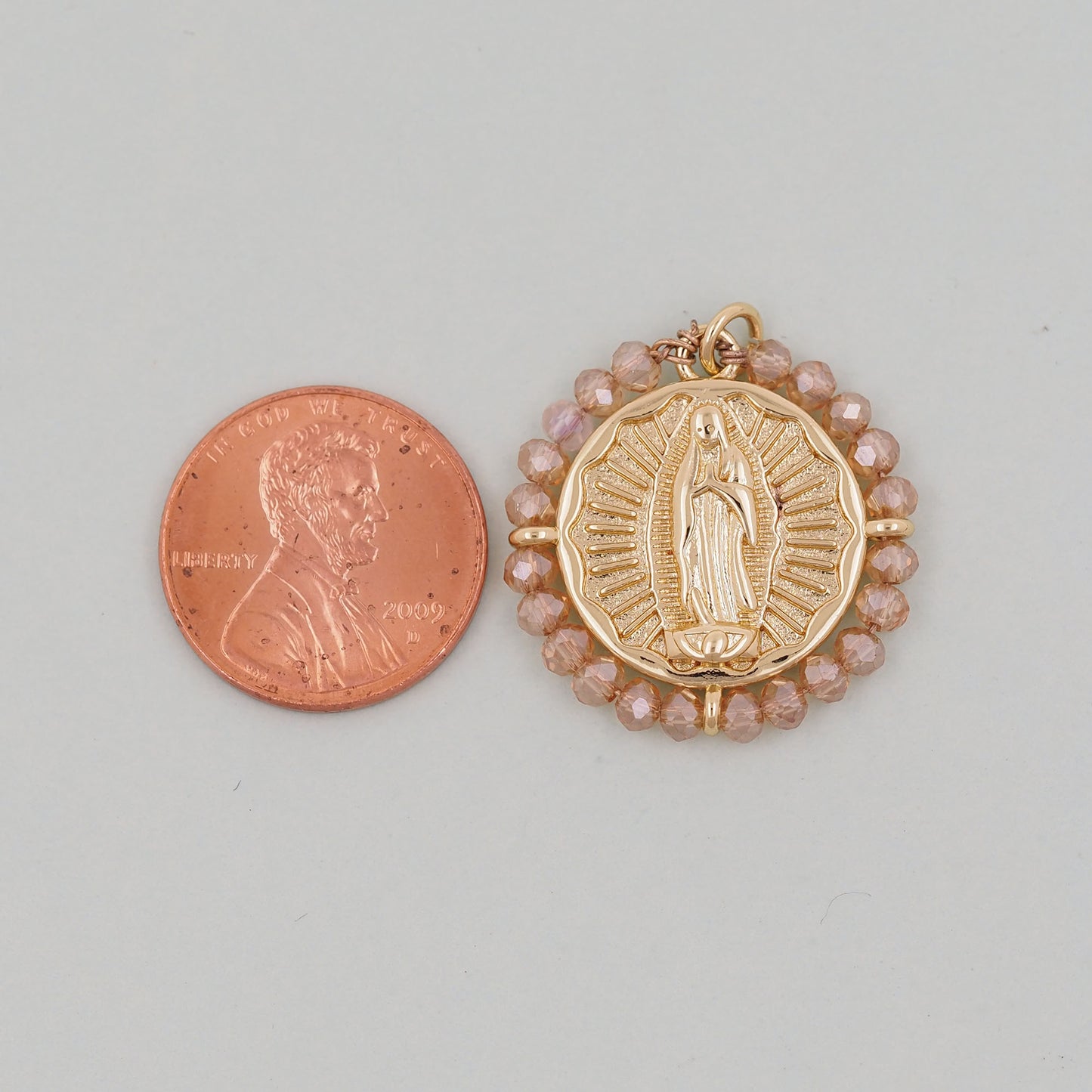 Gold Our Lady of Guadalupe Charms,18K Gold Filled crystal virgin mary Pendant Charm Bracelet Necklace for DIY Jewelry Making Supply
