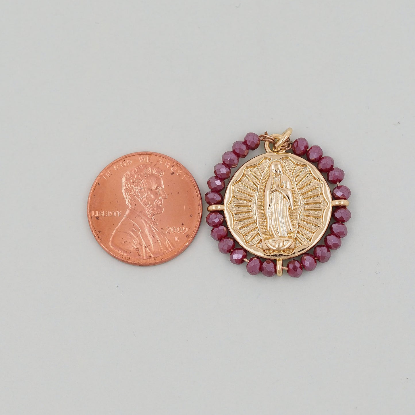 Gold Our Lady of Guadalupe Charms,18K Gold Filled crystal virgin mary Pendant Charm Bracelet Necklace for DIY Jewelry Making Supply
