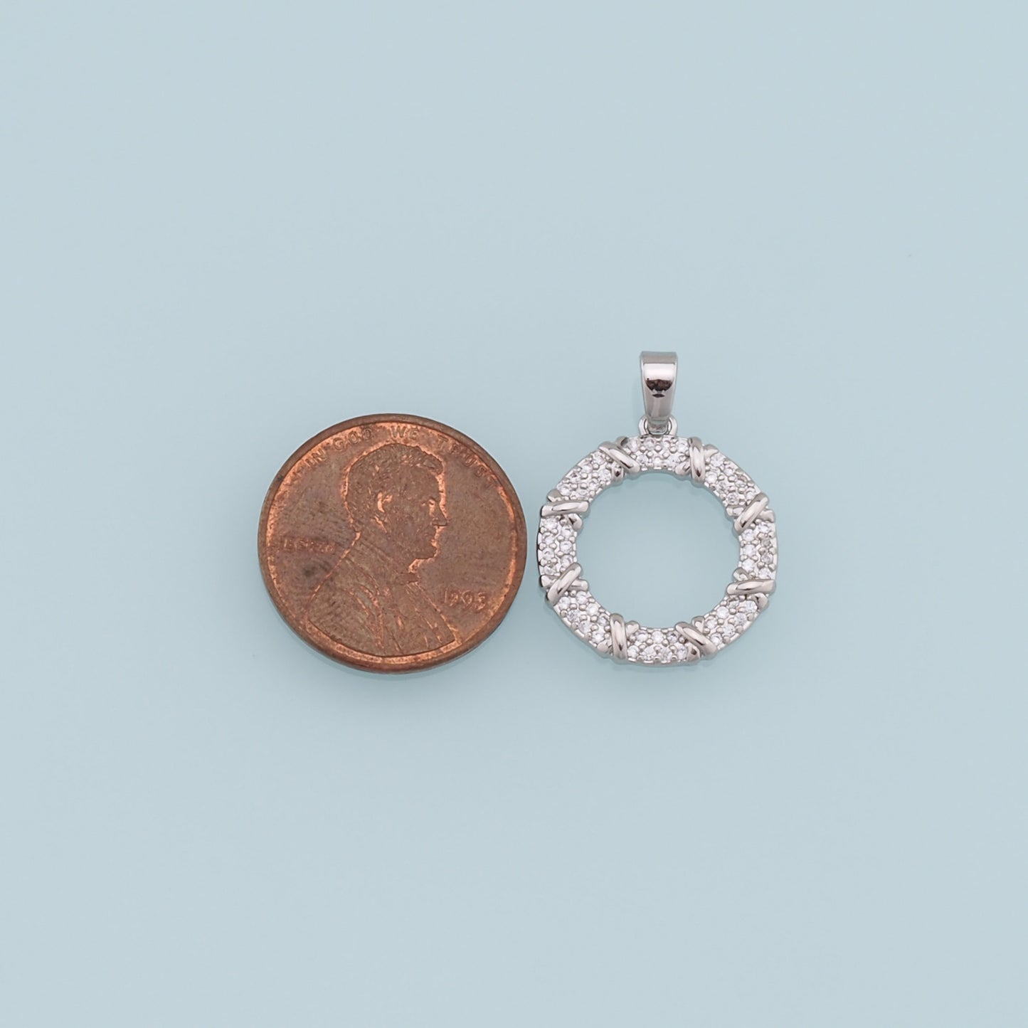 Gold Round Charms,18K Gold Filled CZ Round Pendant,Silver geometry Charm Bracelet Necklace for DIY Jewelry Making Supply