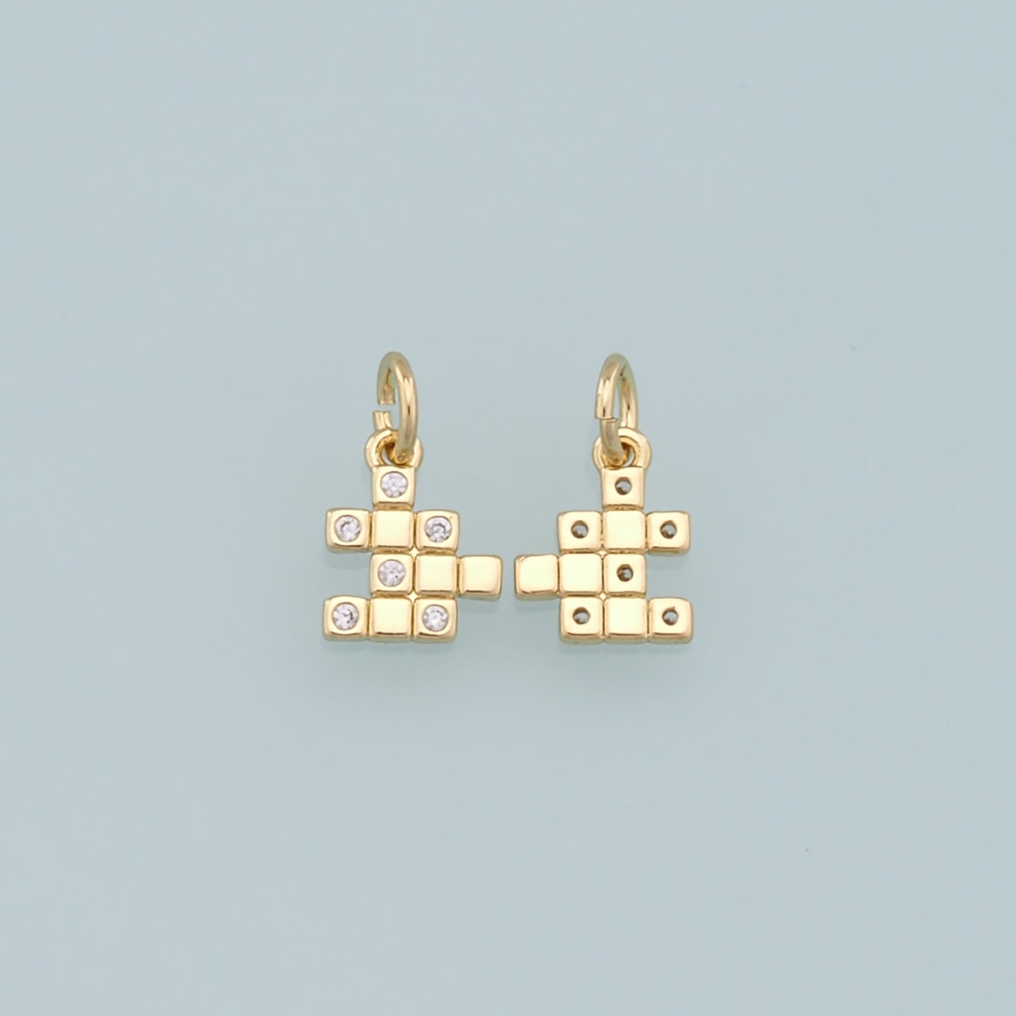 Gold Puzzle Charms,18K Gold Filled Puzzle Pendant,Puzzle Charm Bracelet Necklace for DIY Jewelry Making Supply