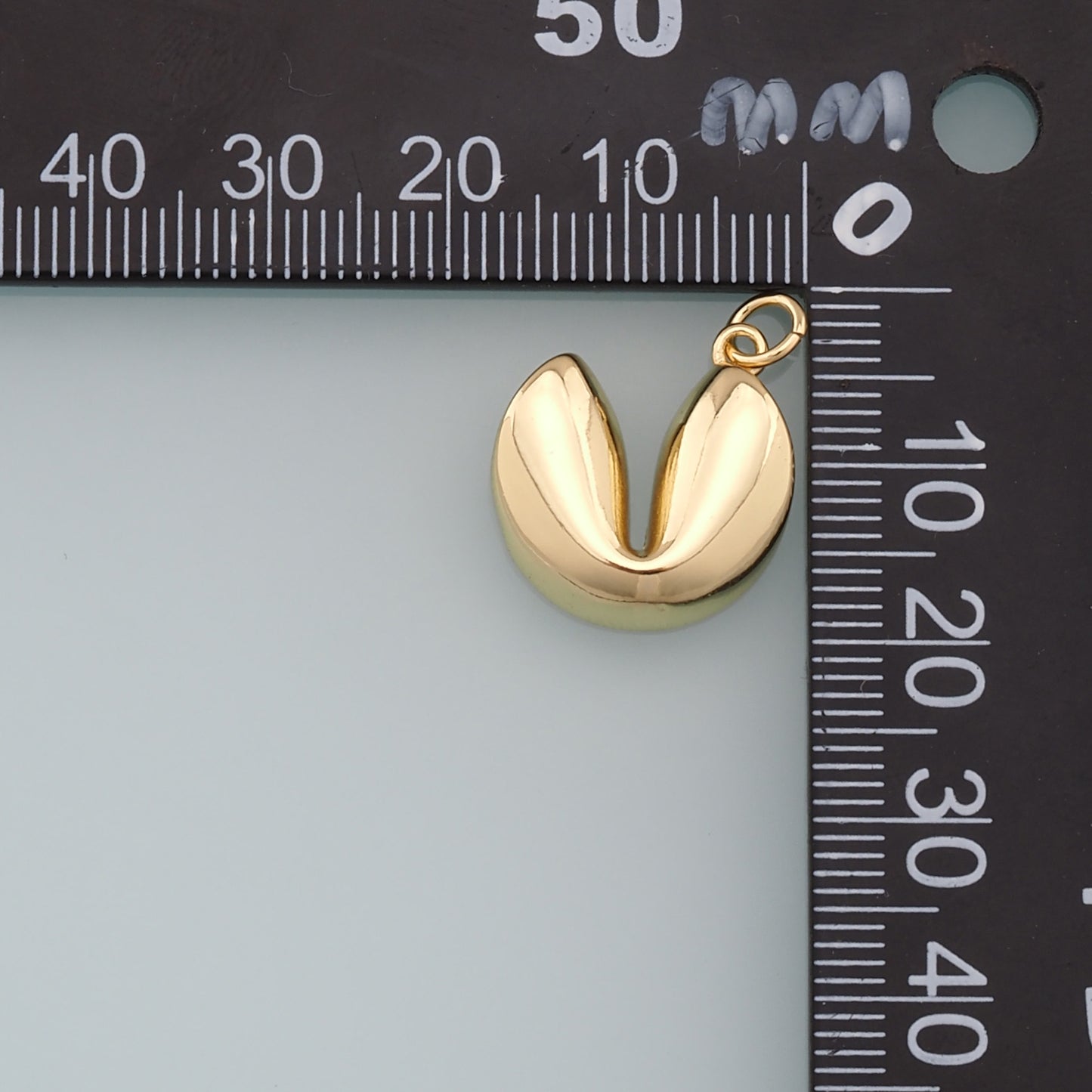 18K Gold Filled Fortune Cookie Pendant, Heart Charm Bracelet Necklace for DIY Jewelry Making Supply