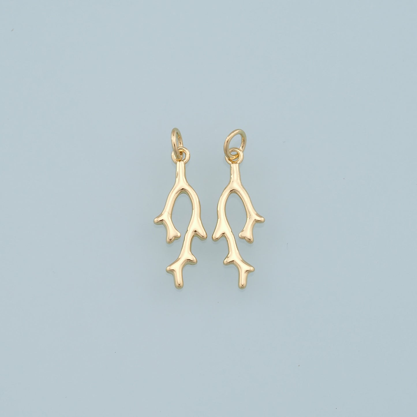 Gold Branches Charms,18K Gold Filled Branches Pendant,Branches Charm Bracelet Necklace for DIY Jewelry Making Supply