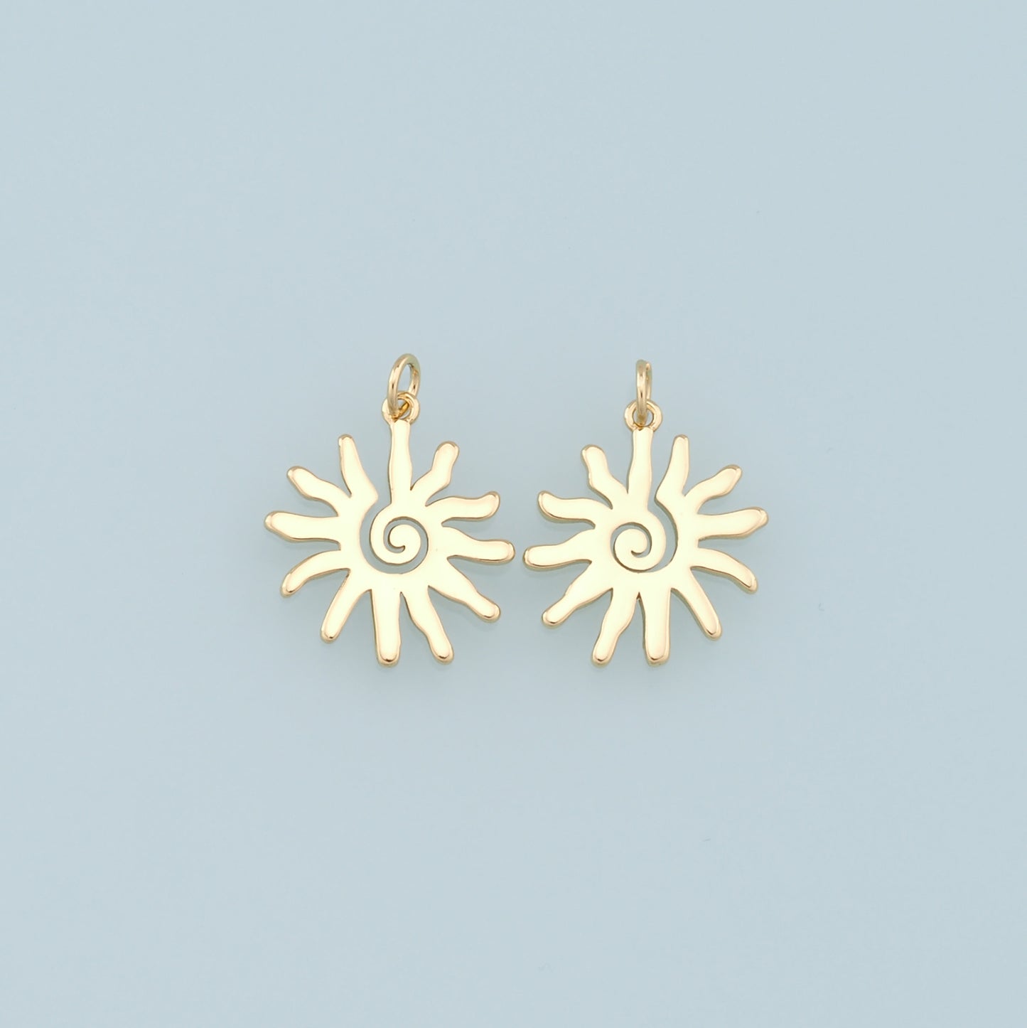 Gold Sun Charms,18K Gold Filled Sun Pendant,Celestial Charm Bracelet Necklace for DIY Jewelry Making Supply
