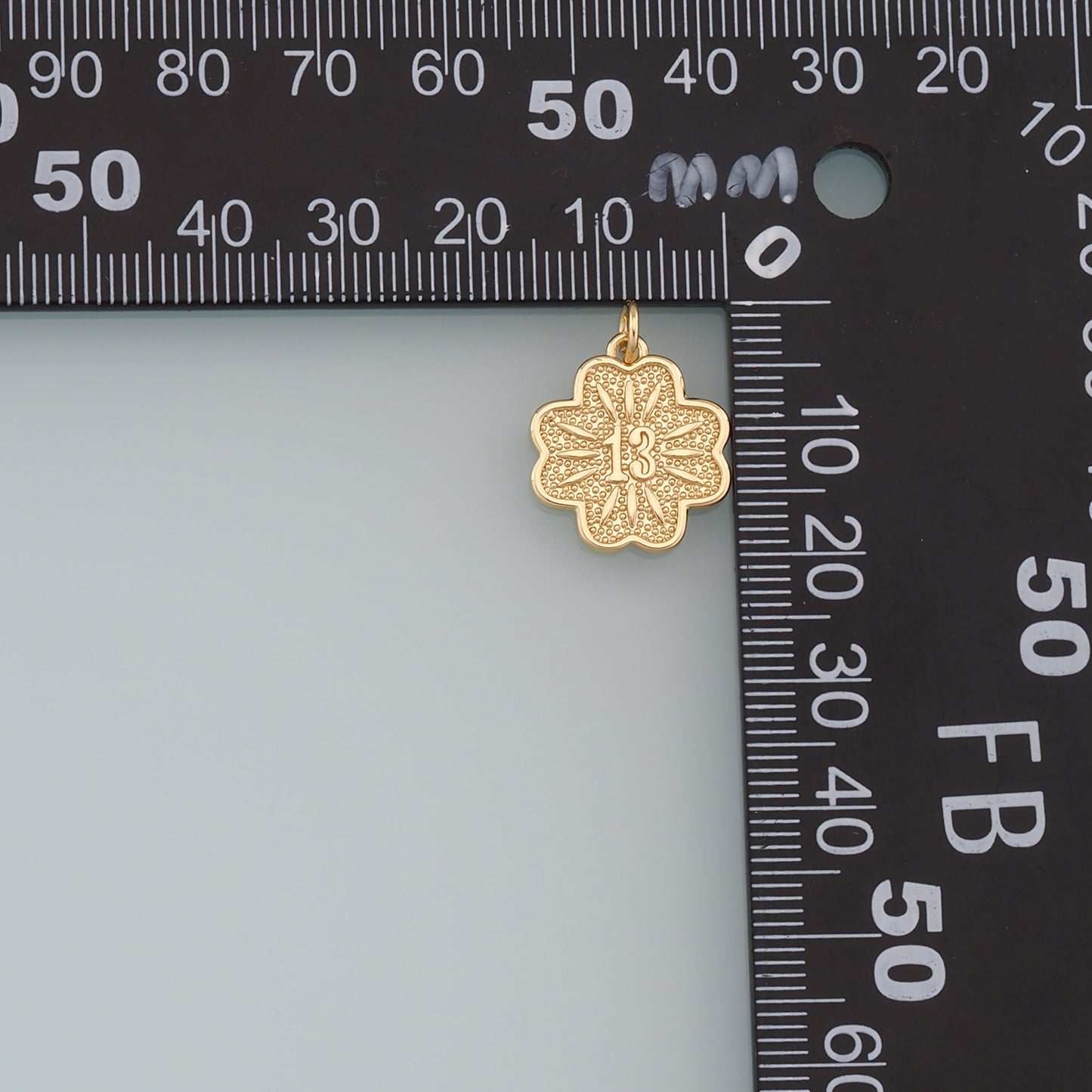 Gold Lucky Charms,18K Gold Filled 13 Pendant,Cute Luck Charm Bracelet Necklace for DIY Jewelry Making Supply