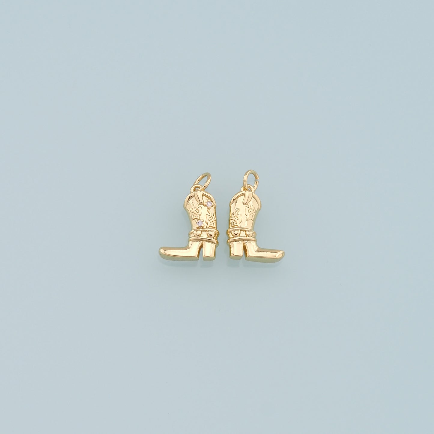 Gold Boots Charms,18K Gold Filled Boots Pendant,Cowboy Boots Charm Bracelet Necklace for DIY Jewelry Making Supply