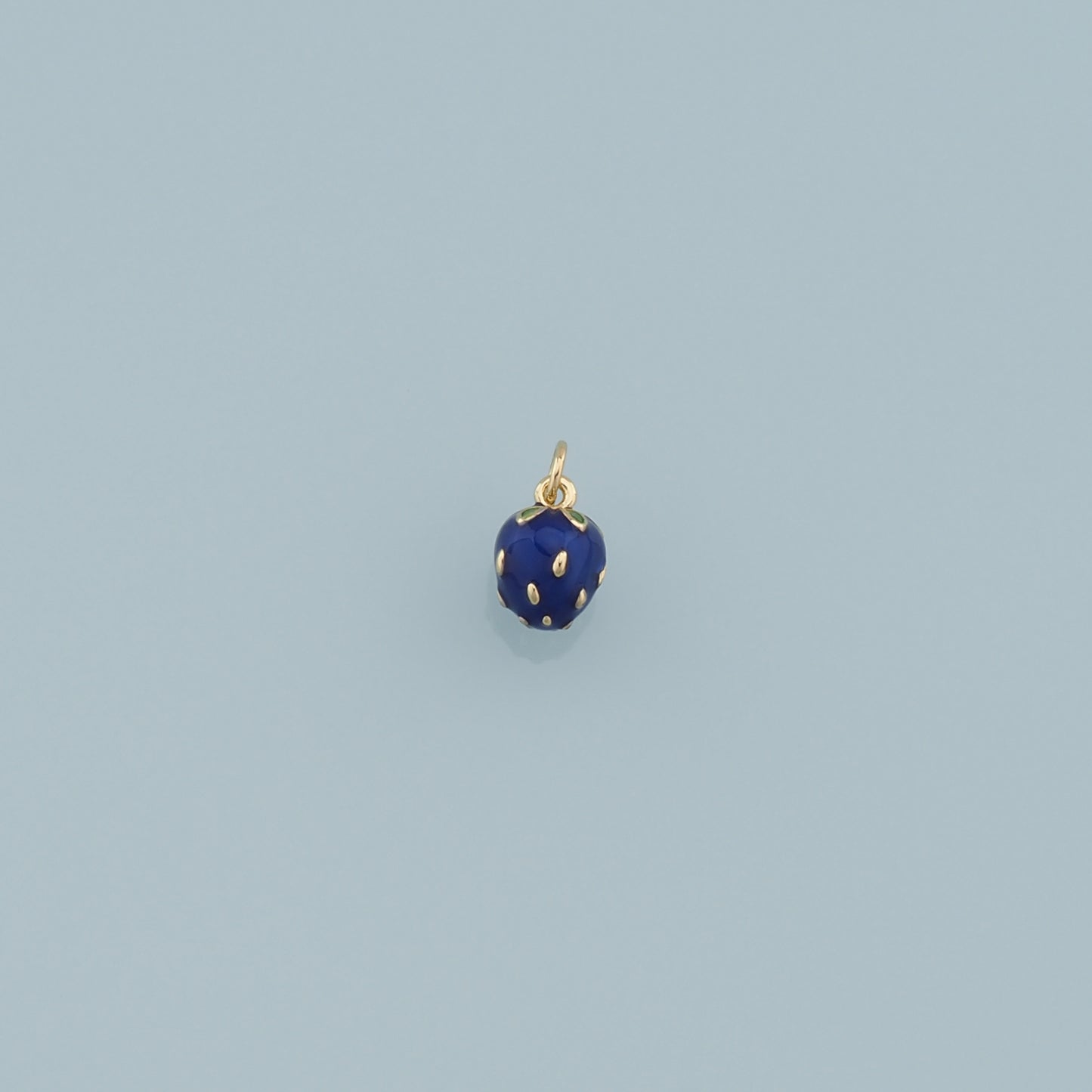 Gold Blue strawberry Charms,18K Gold Filled Enamel strawberry Pendant,Fruit Charm Bracelet Necklace for DIY Jewelry Making Supply
