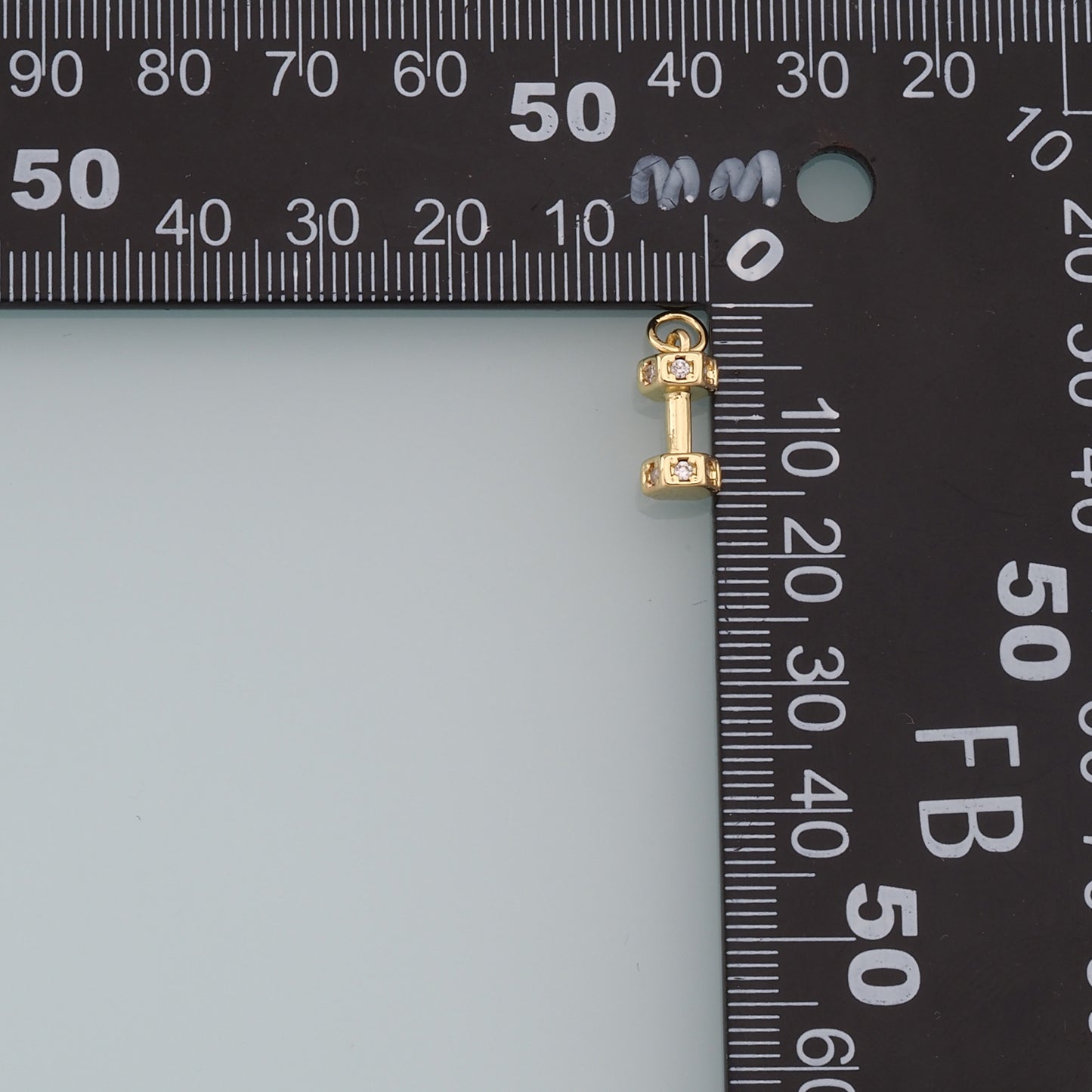 Gold Barbell Charms,18K Gold Filled barbell Pendant Charm Bracelet Necklace for DIY Jewelry Making Supply