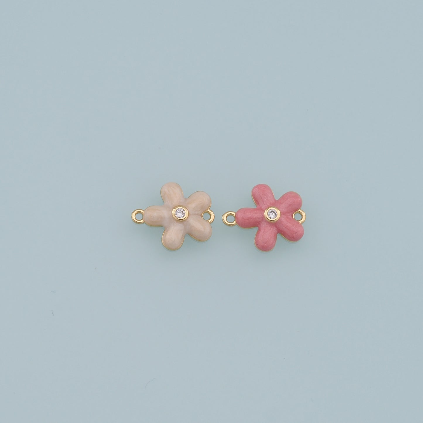 Gold Flower Charms,18K Gold Filled Enamel Flower Pendant,Silver flower Charm Bracelet Necklace for DIY Jewelry Making Supply