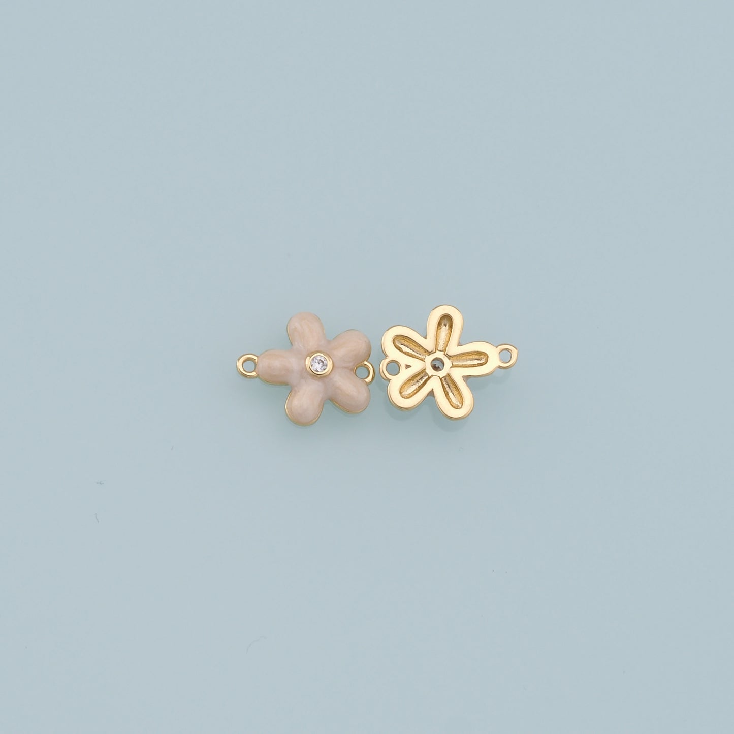 Gold Flower Charms,18K Gold Filled Enamel Flower Pendant,Silver flower Charm Bracelet Necklace for DIY Jewelry Making Supply