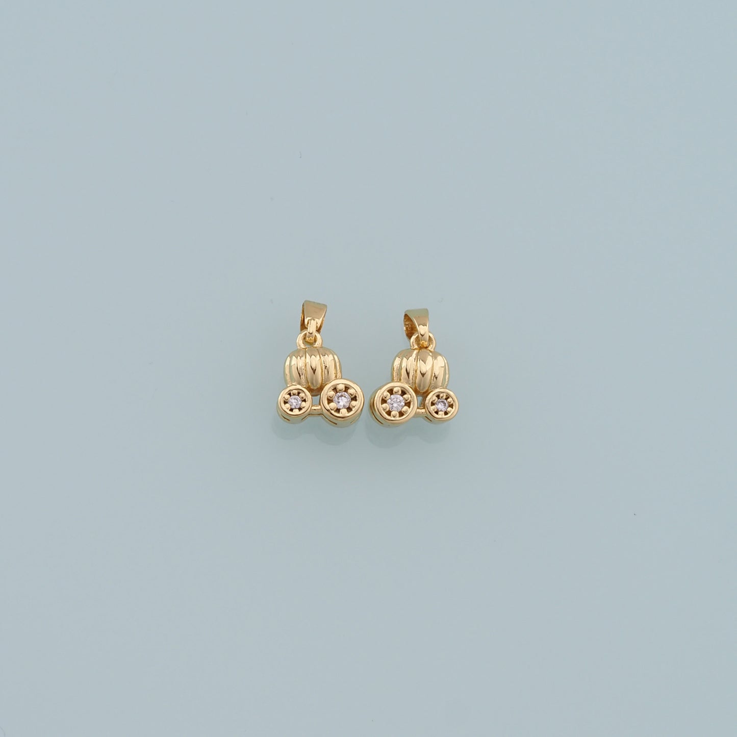 Gold Pumpkin Charms,18K Gold Filled pumpkin cart Pendant,pumpkin cart Charm Bracelet Necklace for DIY Jewelry Making Supply