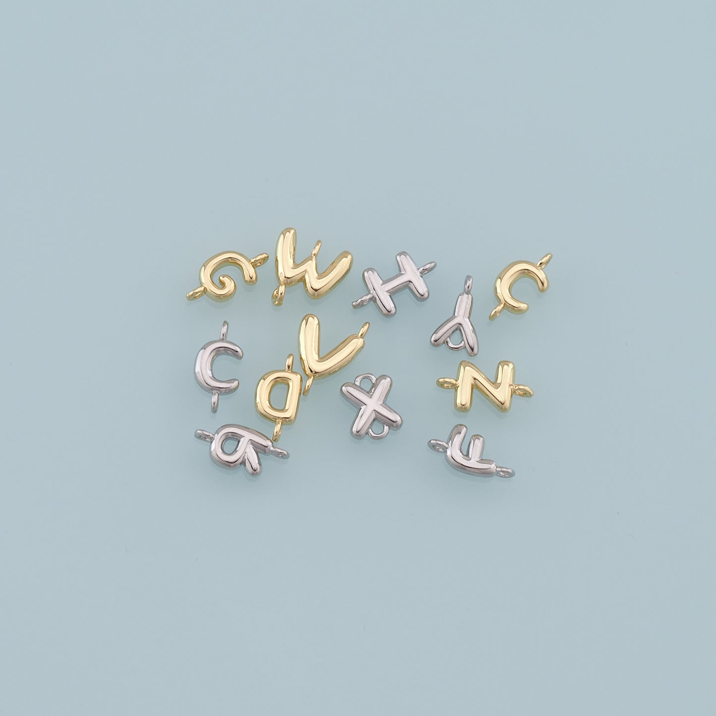 Gold letter Charms,18K Gold Filled letter Pendant,initial Charm Bracelet Necklace for DIY Jewelry Making Supply