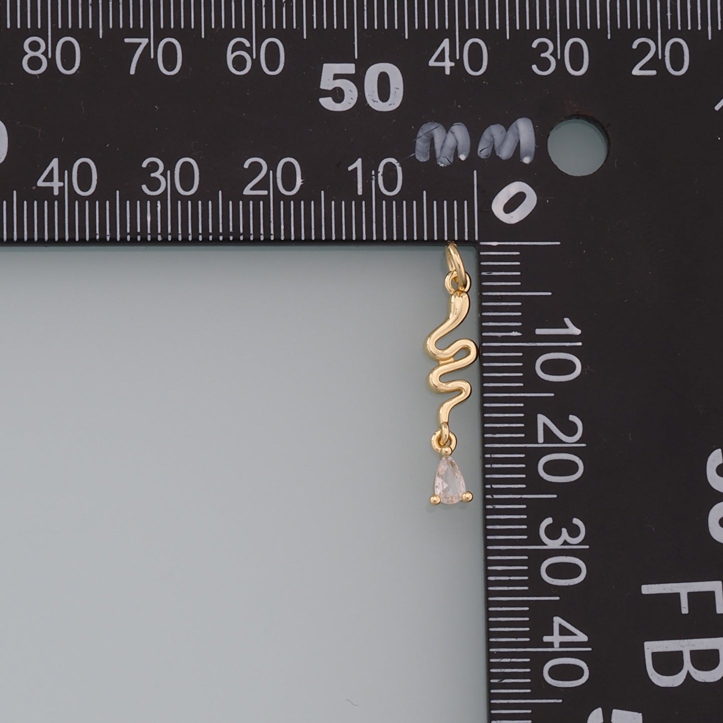 18K Gold Filled Snake Pendant,Snake with Teardrop Charms Bracelet Necklace for DIY Jewelry Making Supply