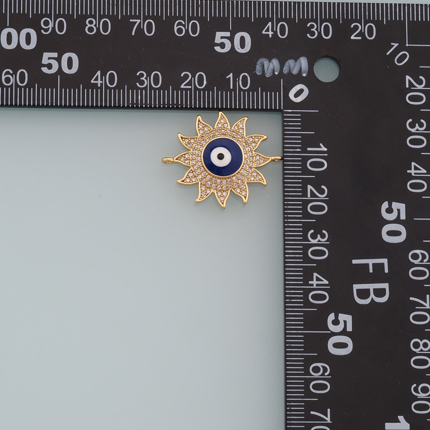 Gold Evil Eye Charms,18K Gold Filled Evil Eye Sun Pendant,CZ Micro Pave Evil Eye Charm Bracelet Necklace for DIY Jewelry Making Supply