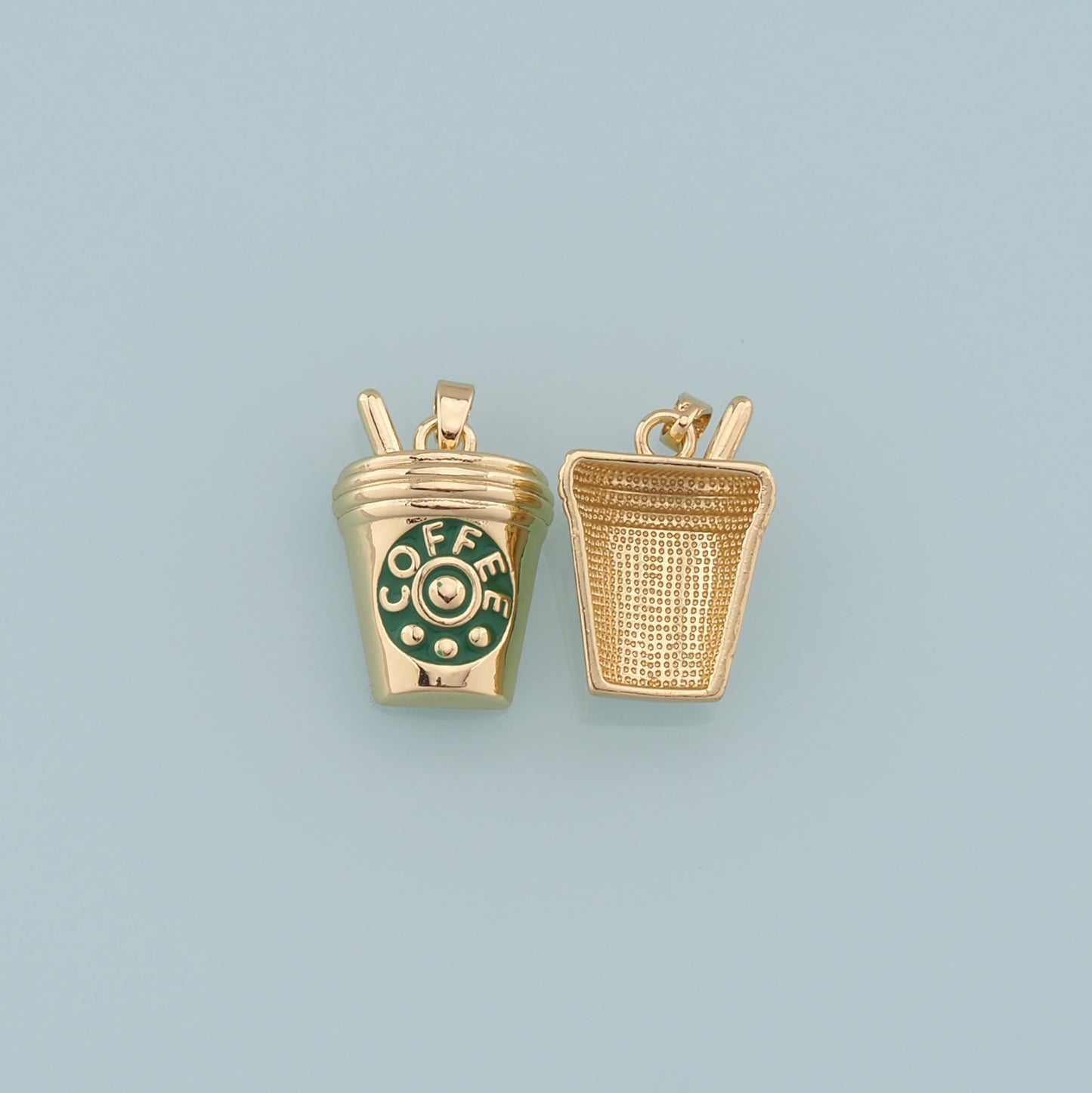 Gold cup Charms,18K Gold Filled cup Pendant,coffee cup Charm Bracelet Necklace for DIY Jewelry Making Supply