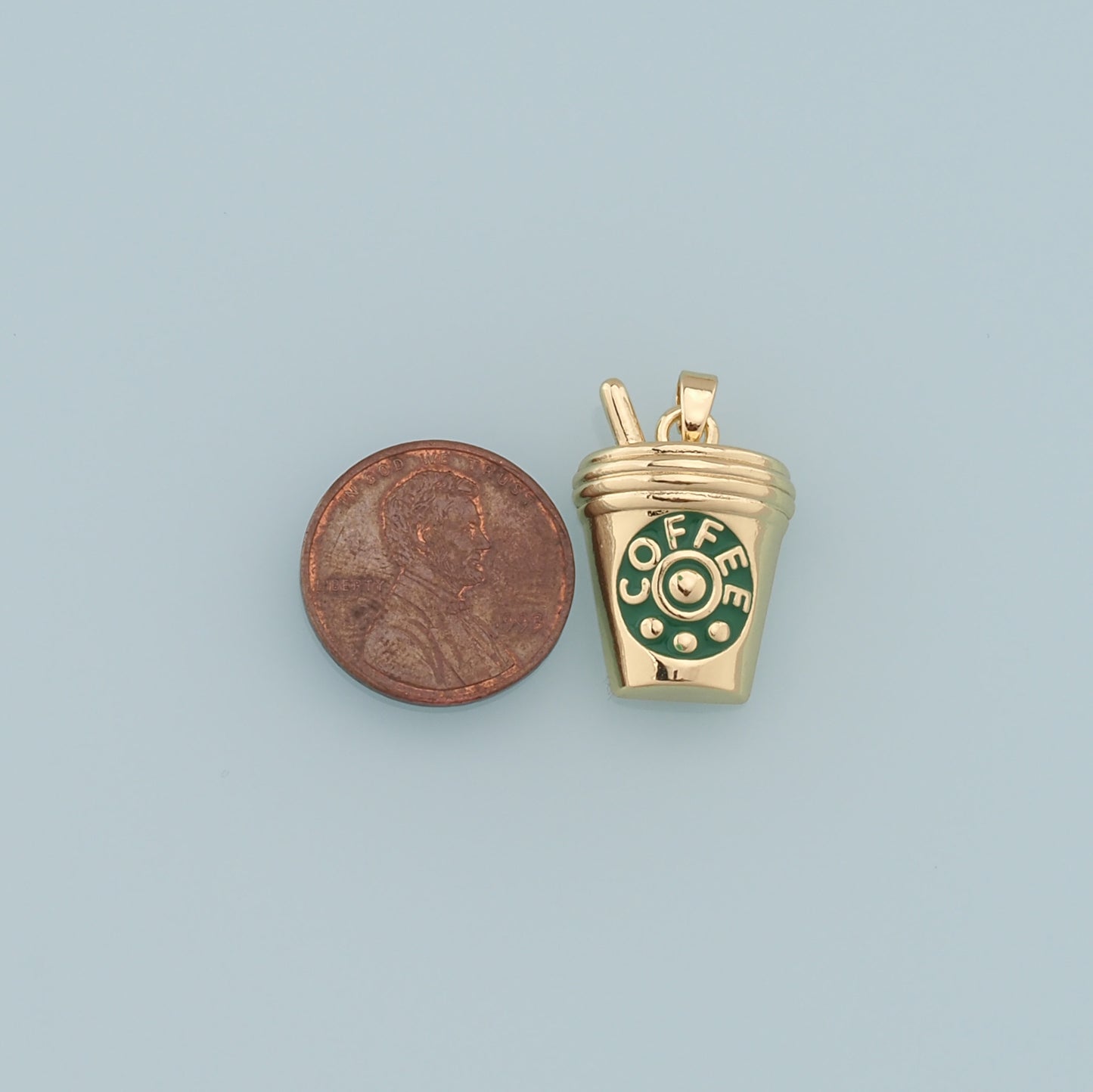 Gold cup Charms,18K Gold Filled cup Pendant,coffee cup Charm Bracelet Necklace for DIY Jewelry Making Supply