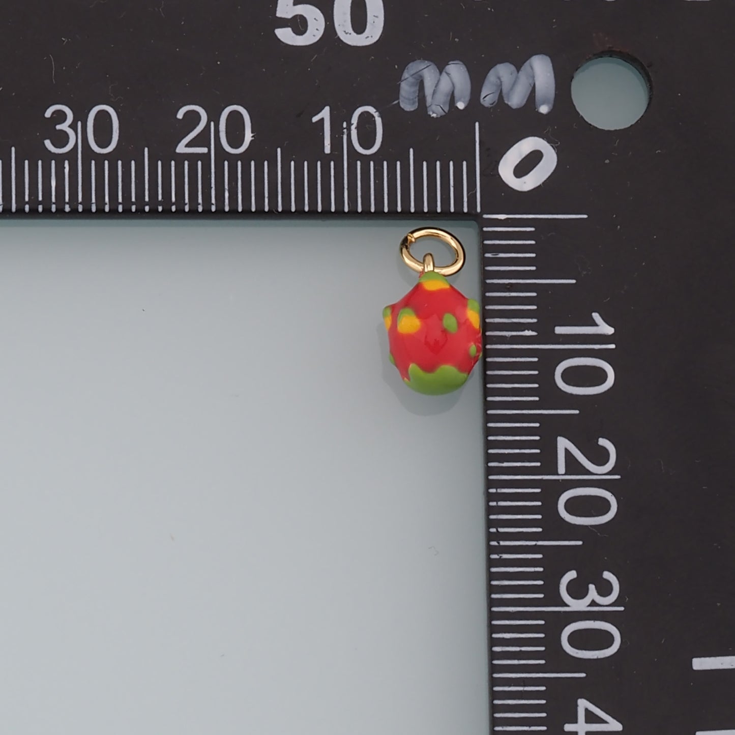 Gold Dragon Fruit Charms,18K Gold Filled Enamel Dragon Fruit Pendant,Kawaii Charm Bracelet Necklace for DIY Jewelry Making Supply
