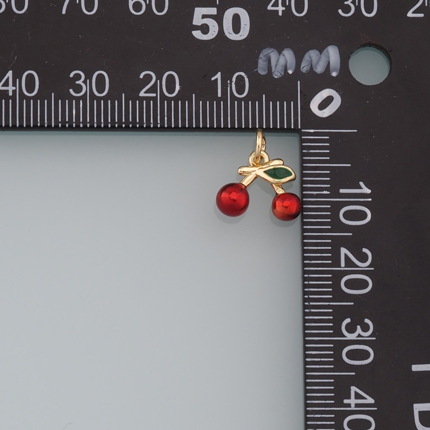 Gold Cherry Charms,18K Gold Filled Cherry Pendant,Fruit Charm Bracelet Necklace for DIY Jewelry Making Supply