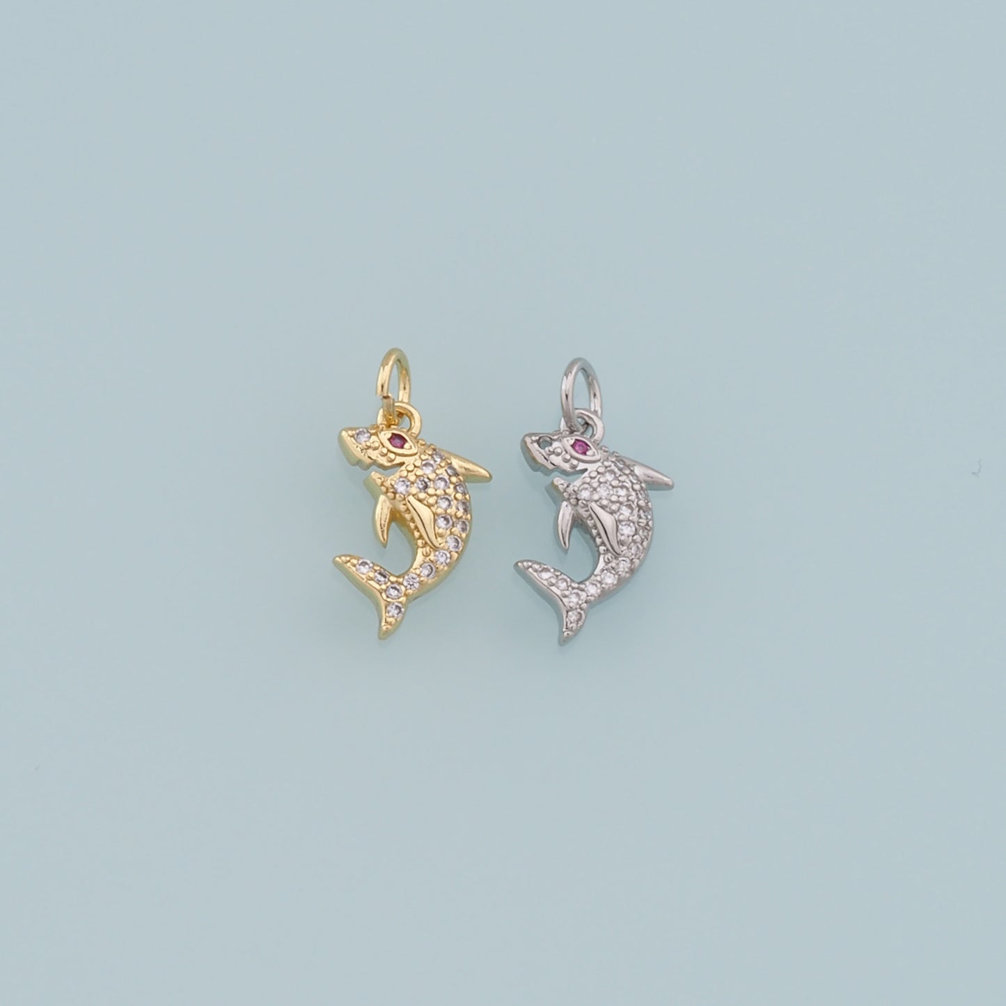 Gold shark Charms,18K Gold Filled shark Pendant,Silver shark Charm Bracelet Necklace for DIY Jewelry Making Supply
