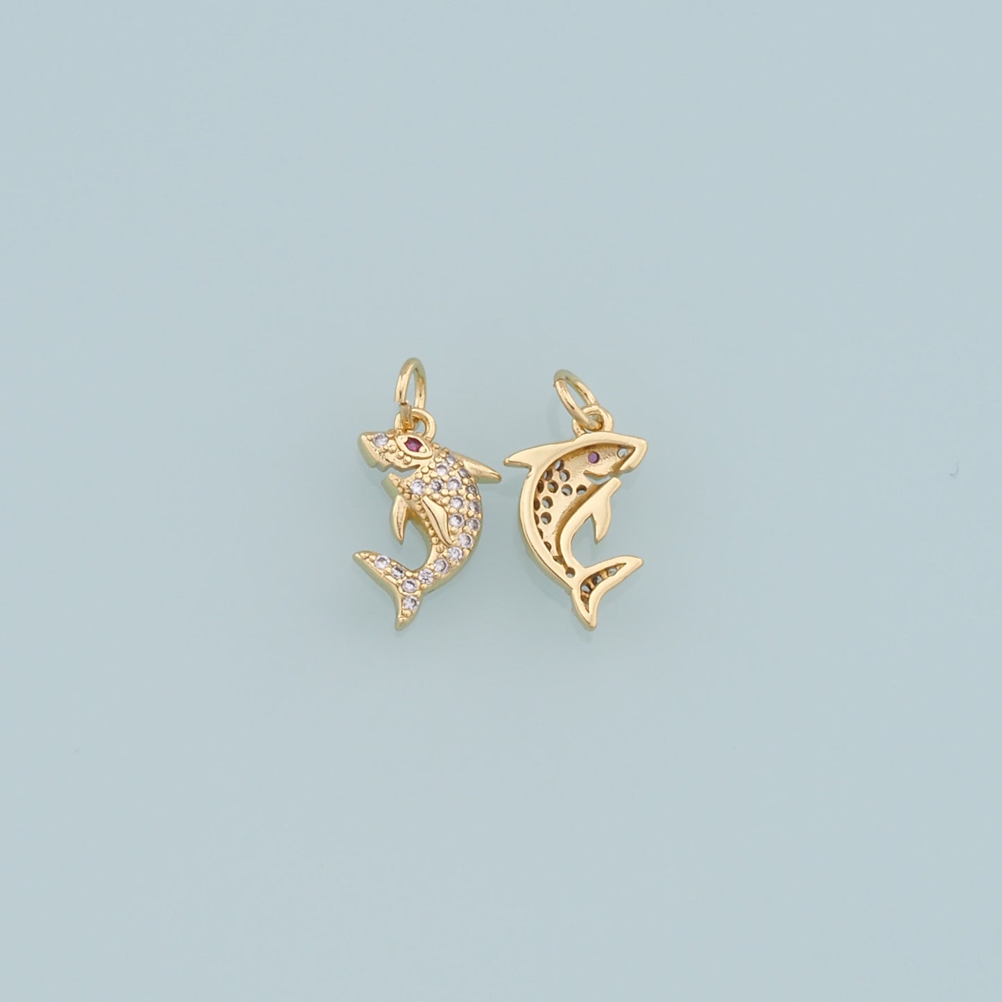 Gold shark Charms,18K Gold Filled shark Pendant,Silver shark Charm Bracelet Necklace for DIY Jewelry Making Supply