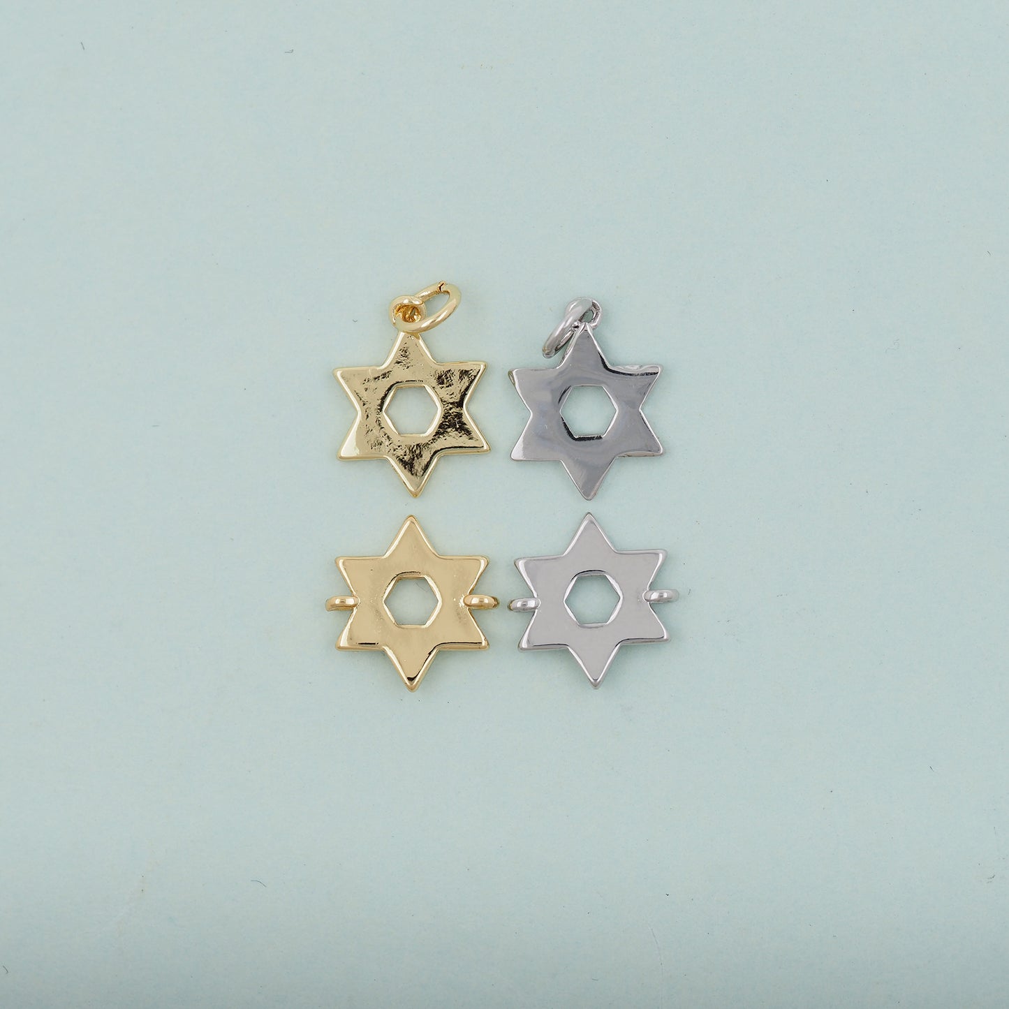 Gold Star of David Pendant,18K Gold Filled Star of David,Silver Star of David Bracelet Necklace for DIY Jewelry Making Supply
