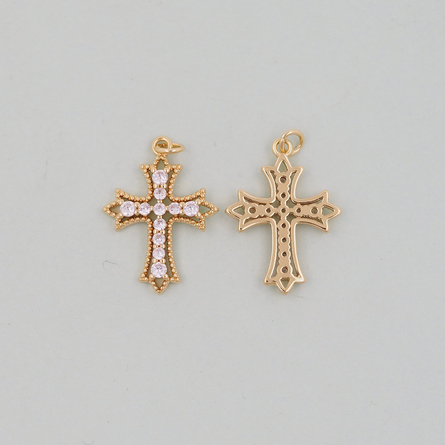 Gold Cross Charms,18K Gold Filled Cross Pendant,Silver Religious Charm Bracelet Necklace for DIY Jewelry Making Supply