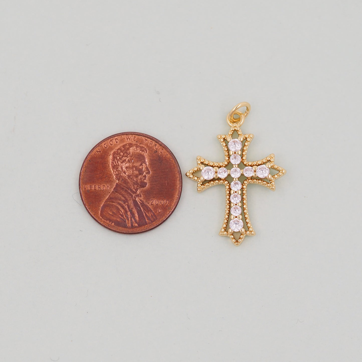 Gold Cross Charms,18K Gold Filled Cross Pendant,Silver Religious Charm Bracelet Necklace for DIY Jewelry Making Supply