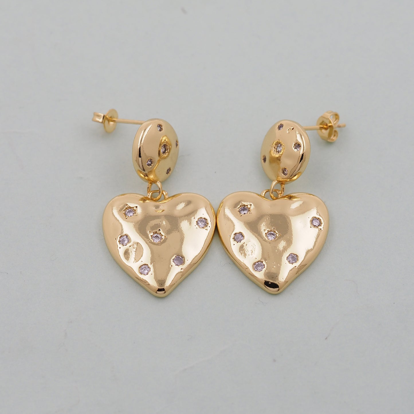 1pair 18K Gold Filled Heart Earrings,Gold Earrings,Dainty Earrings