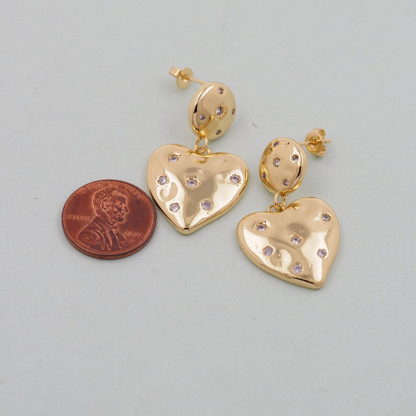 1pair 18K Gold Filled Heart Earrings,Gold Earrings,Dainty Earrings