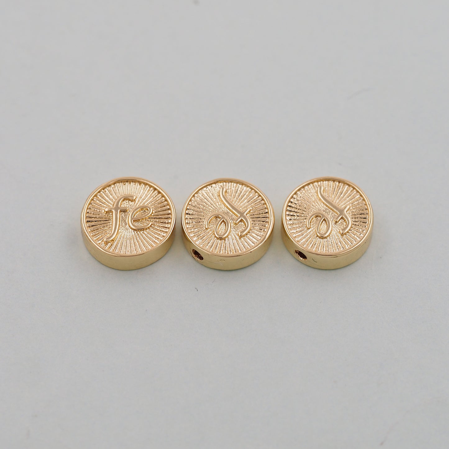 Gold Fe Charms,18K Gold Filled Round Connector Pendant,Shell Charm Bracelet Necklace for DIY Jewelry Making Supply
