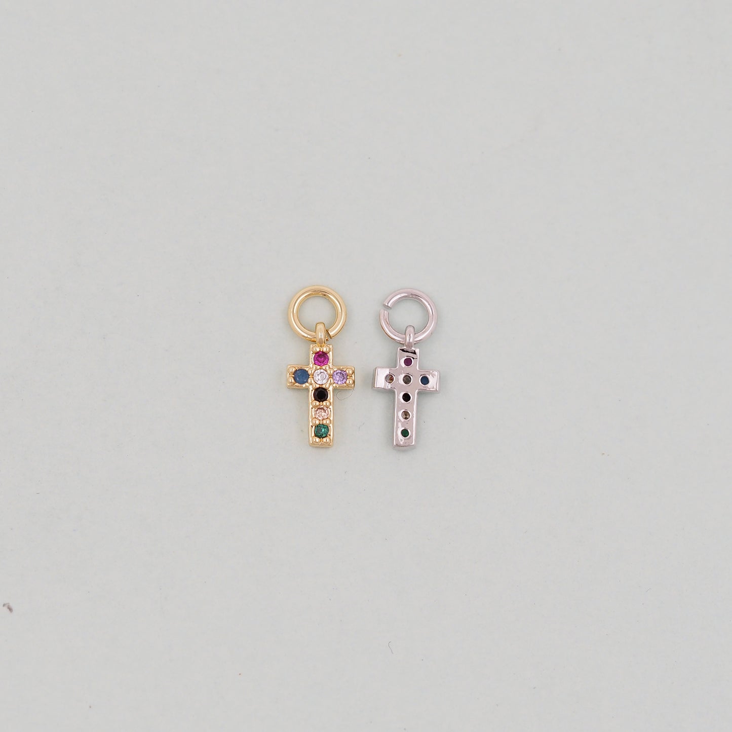 Gold Cross Charms,18K Gold Filled Cross Pendant,Silver Religious Charm Bracelet Necklace for DIY Jewelry Making Supply