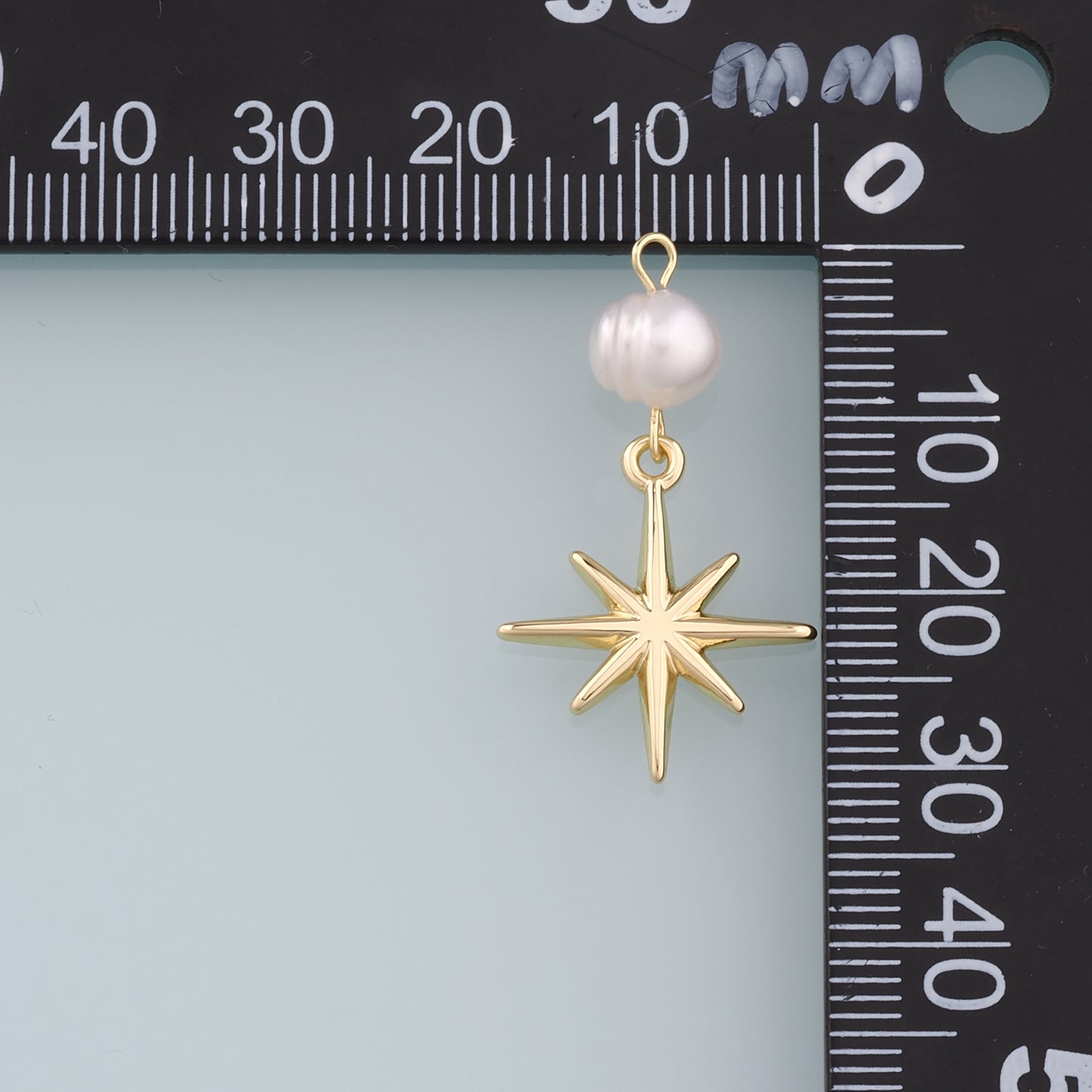 18K Gold Filled Pearl Star Pendant,Dainty Star Charm Bracelet Necklace for DIY Jewelry Making Supply