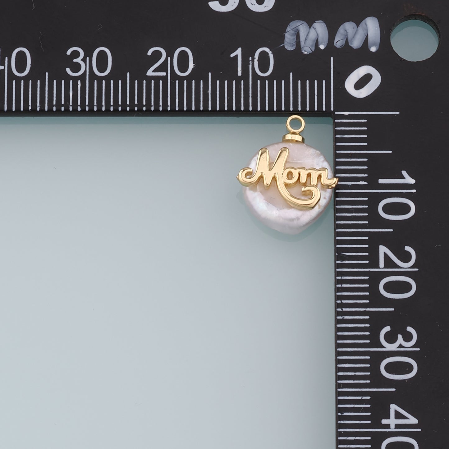 18K Gold Filled Pearl Mama Pendant,Dainty Mama Charm Bracelet Necklace for DIY Jewelry Making Supply