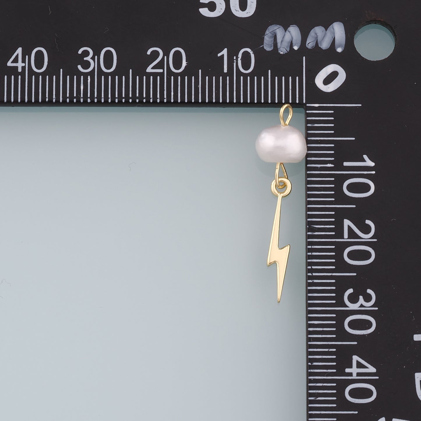 18K Gold Filled Pearl Lightning Pendant,Dainty Lightning Charm Bracelet Necklace for DIY Jewelry Making Supply