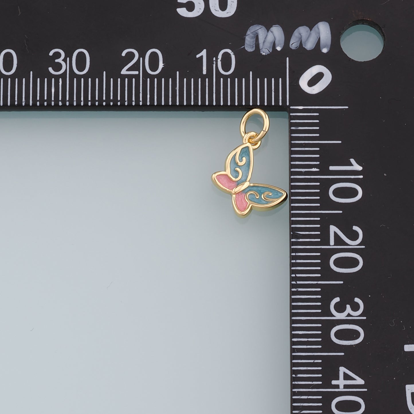 18K Gold Filled Butterfly Pendant,Enamel Butterfly Charm Bracelet Necklace for DIY Jewelry Making Supply