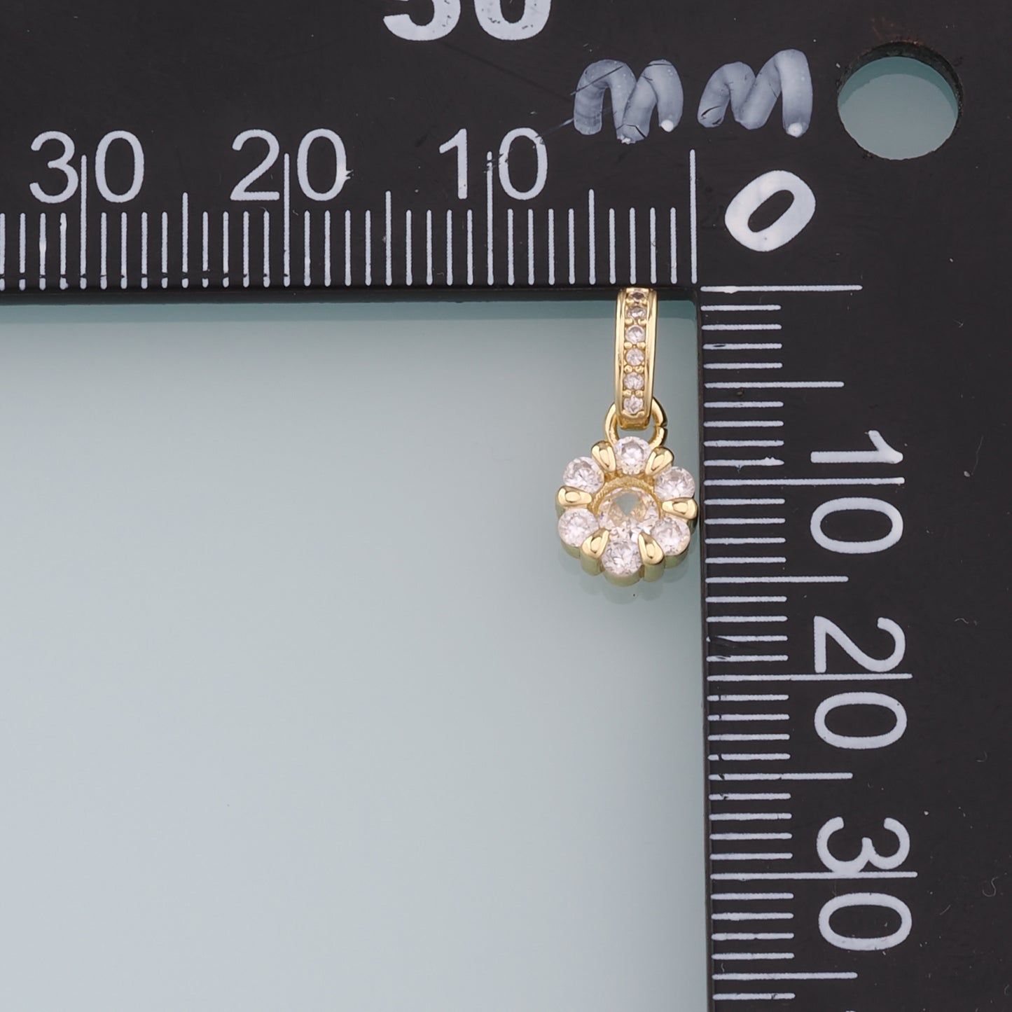 18K Gold Filled Flower Pendant,CZ Micro Pave Flower Charm Bracelet Necklace for DIY Jewelry Making Supply