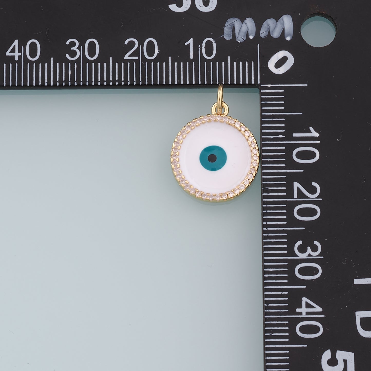 18K Gold Filled Evil Eye Pendant,Enamel Evil Eye Charm Bracelet Necklace for DIY Jewelry Making Supply