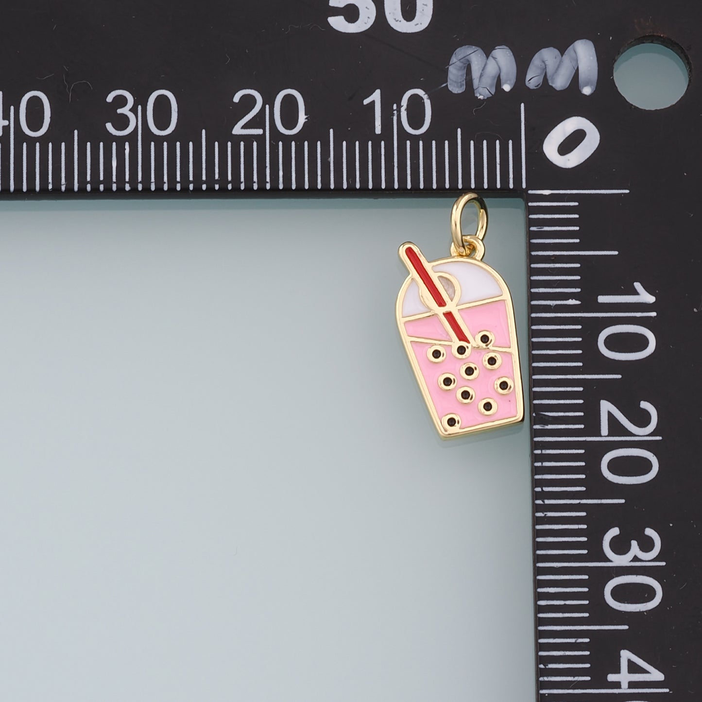 18K Gold Filled Milk Tea Pendant,Enamel Milk Tea Charm Bracelet Necklace for DIY Jewelry Making Supply