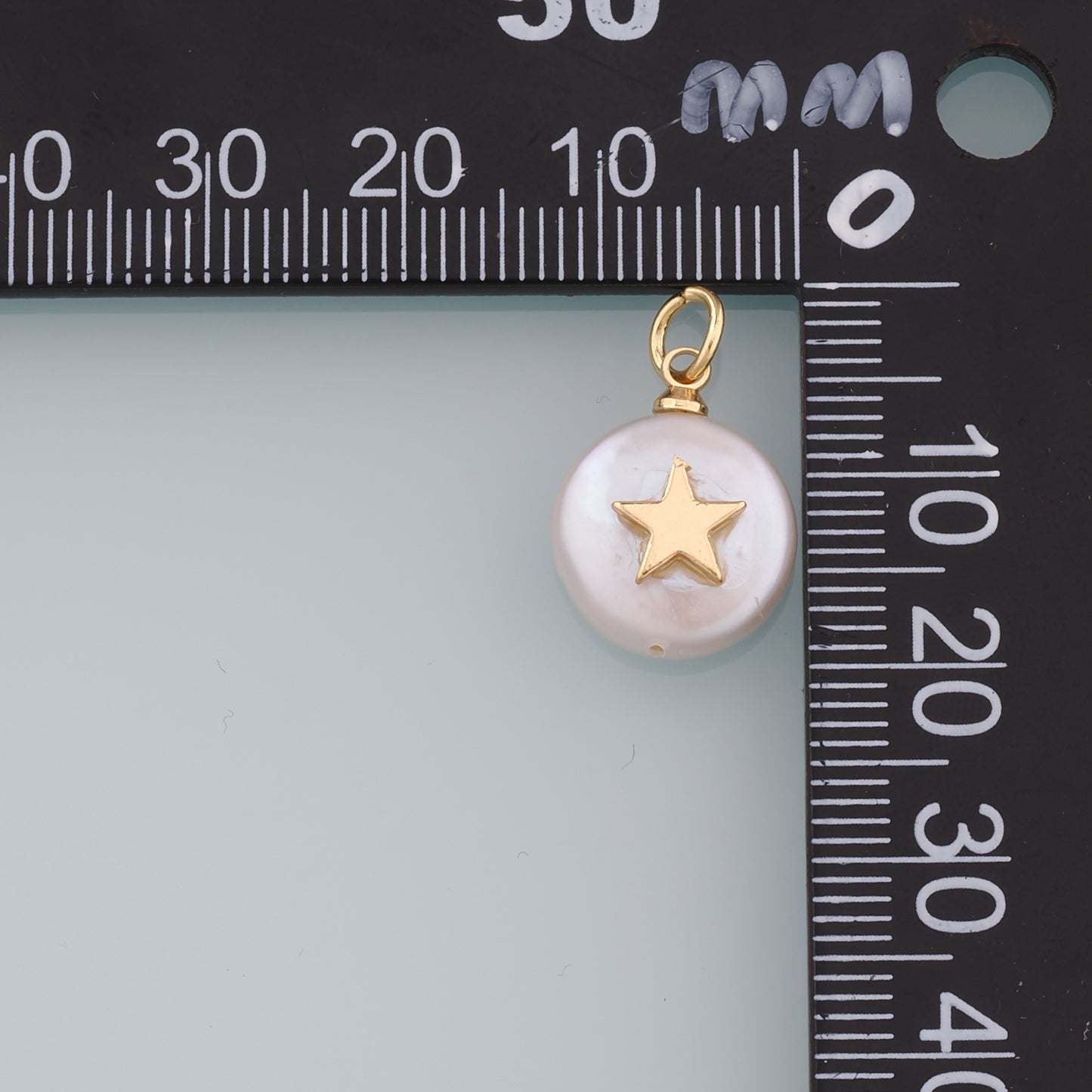 18K Gold Filled Pearl Star Pendant,Dainty Star Charm Bracelet Necklace for DIY Jewelry Making Supply