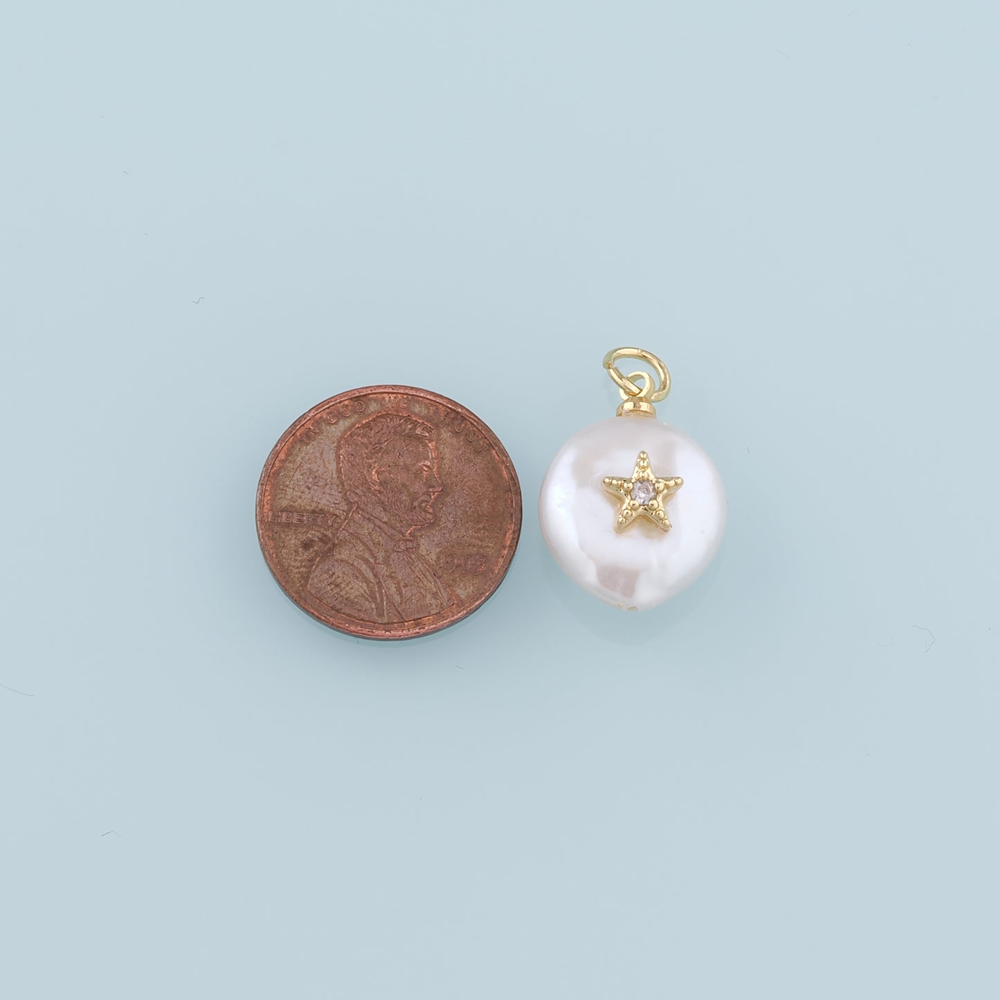 18K Gold Filled Pearl Star Pendant,CZ Micro Pave Star Charm Bracelet Necklace for DIY Jewelry Making Supply