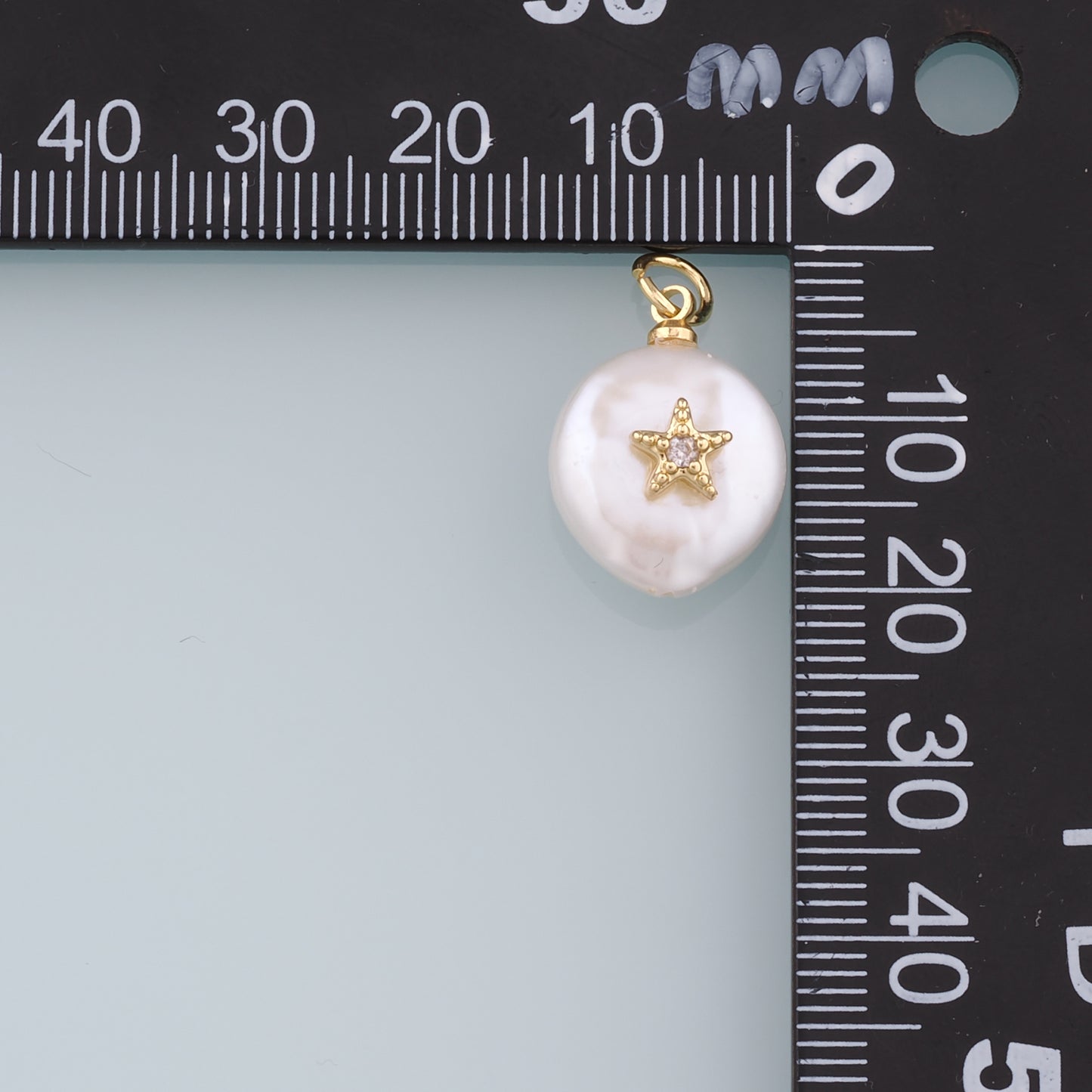 18K Gold Filled Pearl Star Pendant,CZ Micro Pave Star Charm Bracelet Necklace for DIY Jewelry Making Supply
