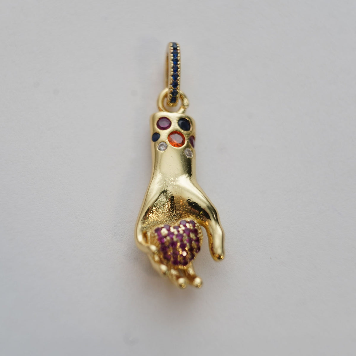 18K Gold Filled Hamsa Pendant,CZ Hand Hamsa Charm Necklace for DIY Jewelry Making Supply
