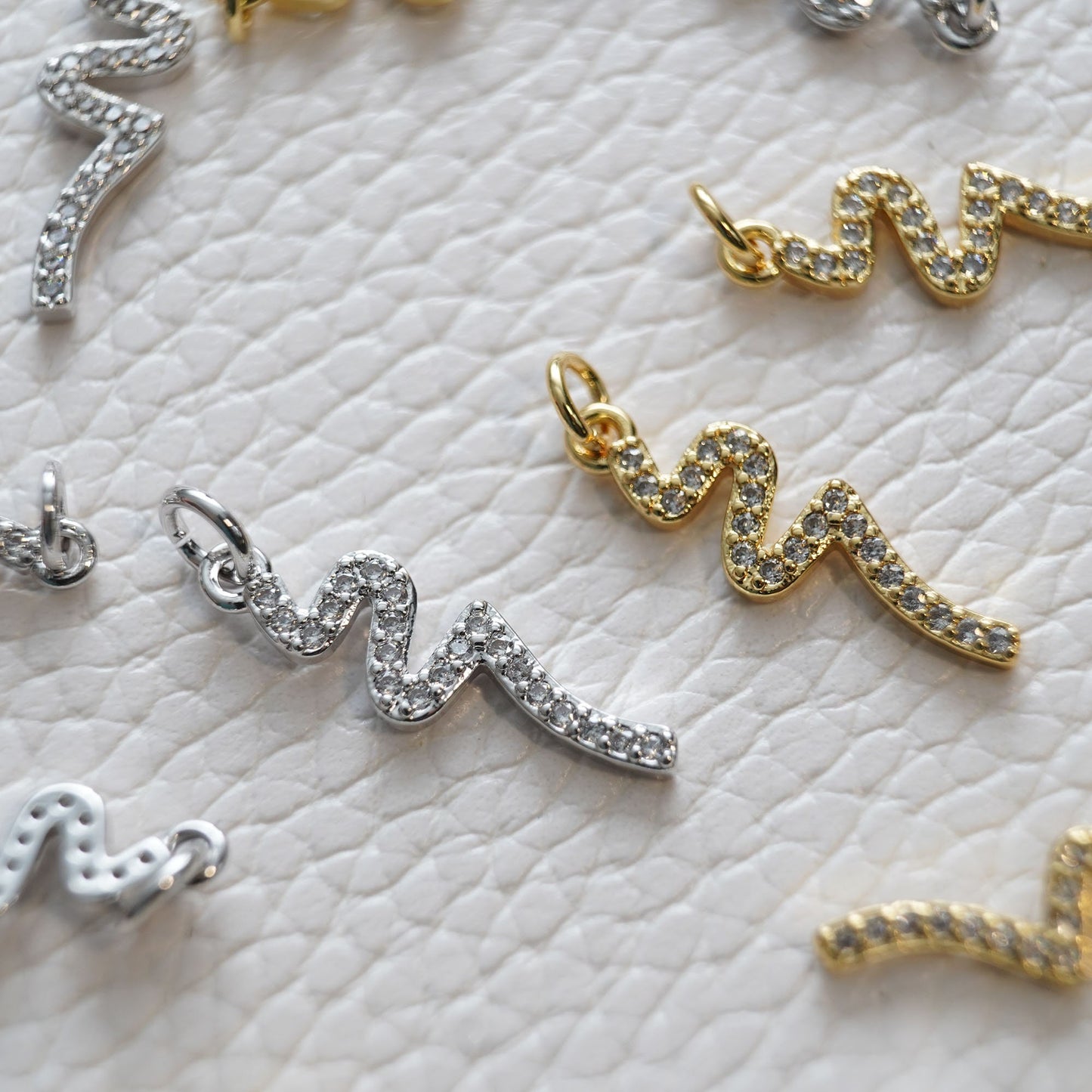 Gold Snake charms,18K Gold Filled CZ Micro Pave Snake Pendant,Silver Snake Charms Bracelet Necklace for DIY Jewelry Making Supply