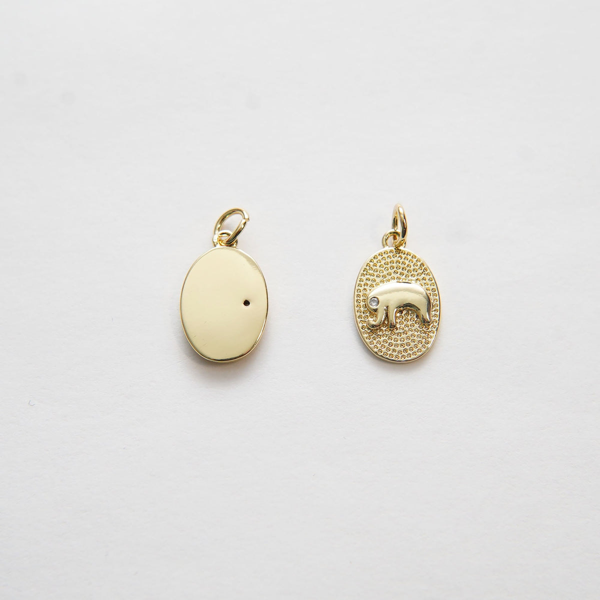 Gold Elephant Charms,18K Gold Filled Oval elephant Pendant,Silver elephant Charm Bracelet Necklace for DIY Jewelry Making Sup