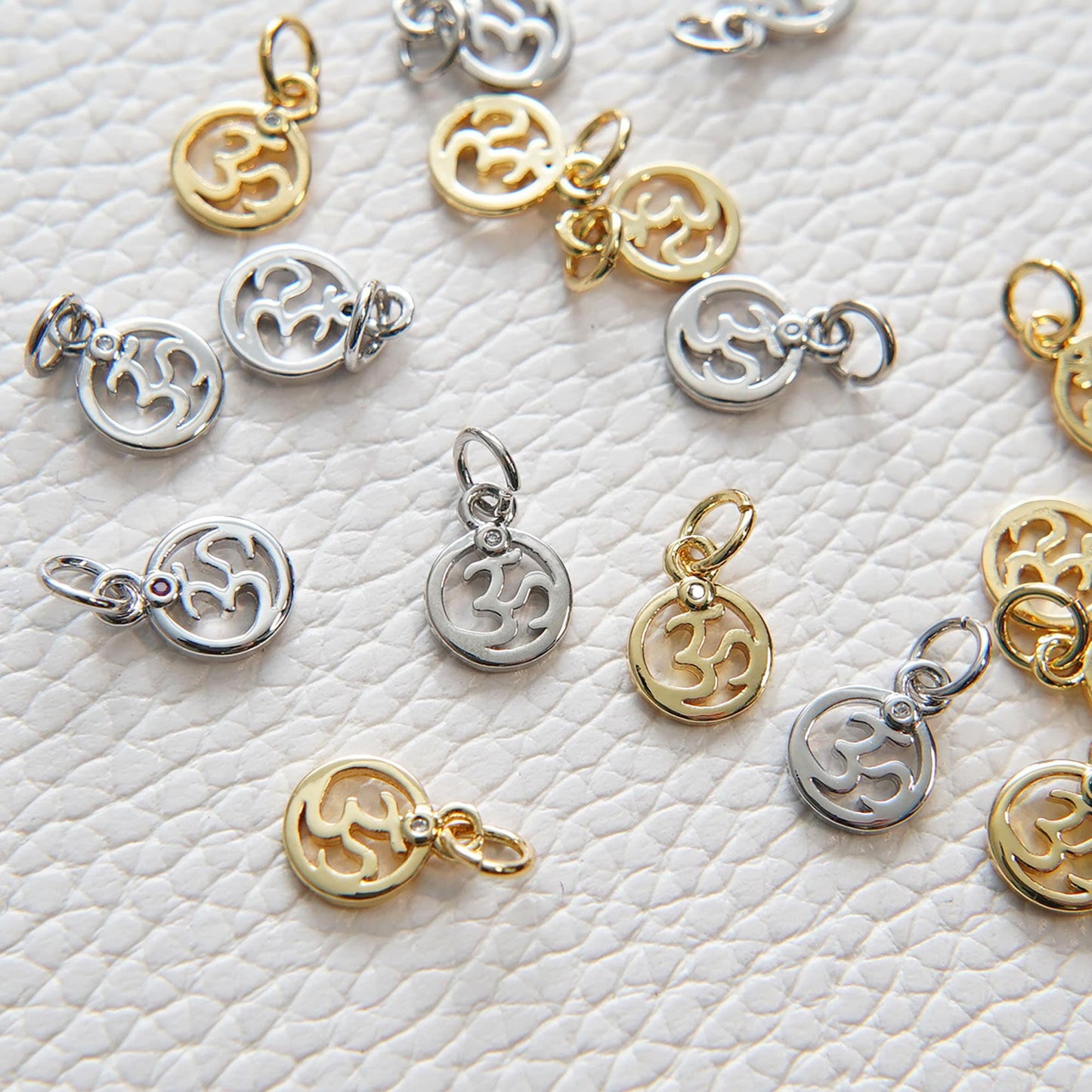 Gold Yoga Charms,18K Gold Filled Om Pendant,Silver Yoga Charm Bracelet Necklace for DIY Jewelry Making Supply