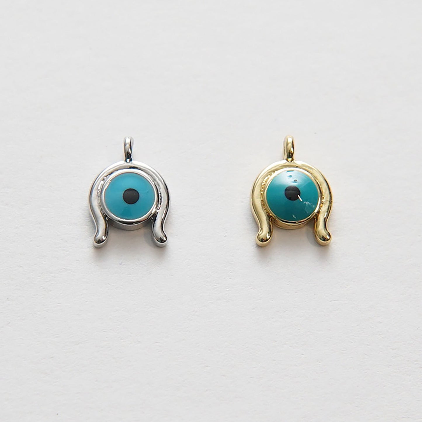 Gold Evil Eye Charms,18K Gold Filled Evil Eye Pendant,Silver Evil eye Charm Bracelet Necklace for DIY Jewelry Making Supply